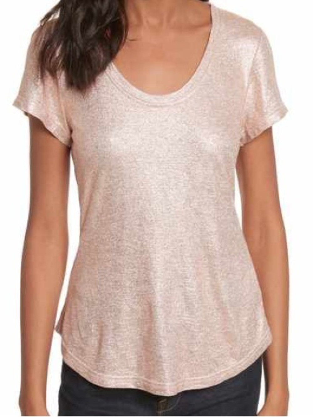 Rebecca Taylor Foil Jersey Top Rose Gold